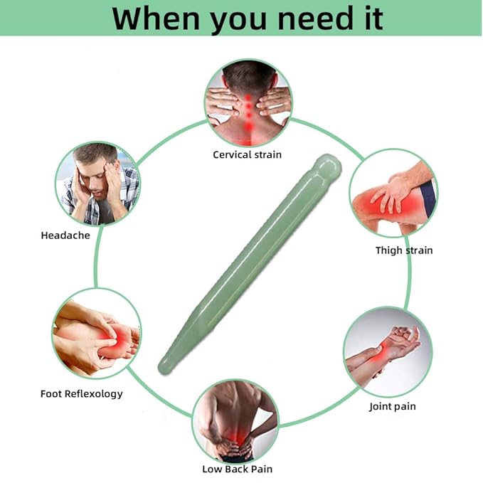 Jade Acupuncture Pen Deep Tissue Gua Sha Massage Tools Natural Facial Tool Manual Acupuncture Massage Pen for Full Body