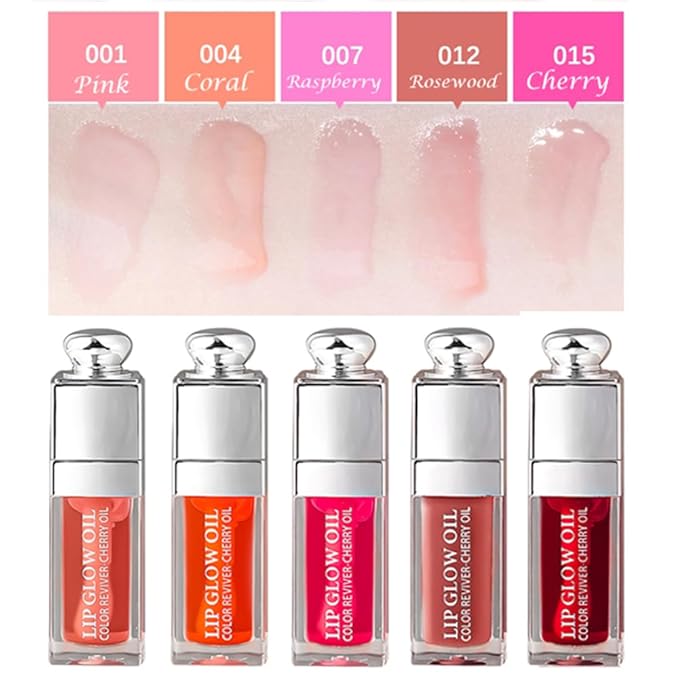 Hydrating Lip Glow Oil, Moisturizing Lip Glow Oil, Nourishing Glossy Transparent Lip Oil, Plumping Lip Oil, Lip Balm, Non-sticky Tinted Toot Lip Balm for Lip Care (PINK)0.2 OZ
