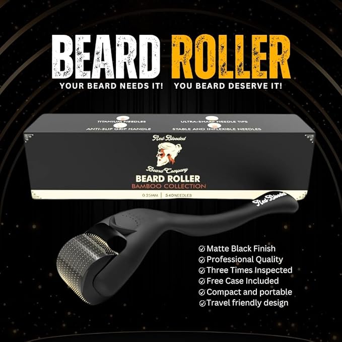 Beard Derma Roller Scalp Hair Care – Microneedle dermaroller for Beard & Facial Hair, Rodillo para Minoxidil, Supports Thicker-Looking Beard, Patchy Beard Filler for Men