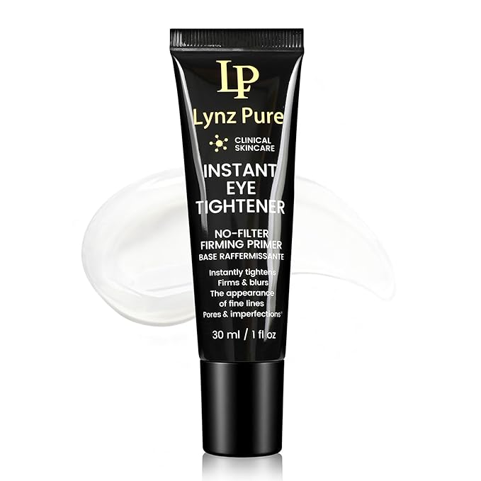 Lynz Pure Instant Eye Tightener, Temporary Firming Eye Cream & Makeup Primer, Smoothes Fine Lines & Minimizes Pores, No Filter Eye Primer 1 Fl Oz