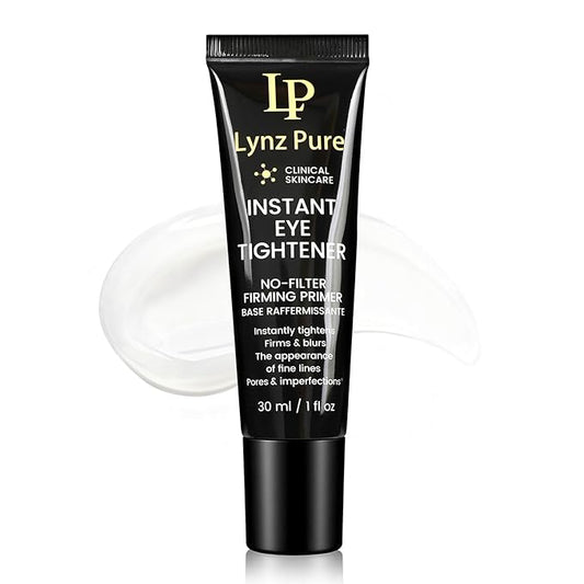 Lynz Pure Instant Eye Tightener, Temporary Firming Eye Cream & Makeup Primer, Smoothes Fine Lines & Minimizes Pores, No Filter Eye Primer 1 Fl Oz