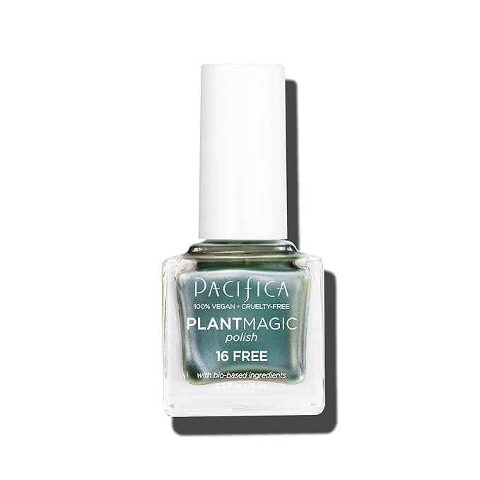 Pacifica Natural Nail Polish – Plant Magic Glitter Green Nail Polish - Plant Based, Non-Toxic & Clinically Tested - Lasting Colors, Glossy, Chip-Resistant, Clean Beauty, Dermatologist Approved Abalone