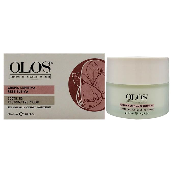 OLOS Soothing Restorative Cream - Face Moisturizer - Face Lotion for Stress Signs and Redness - Face Cream with Aloe, Macadamia, Avocado Oil - 1.7 oz