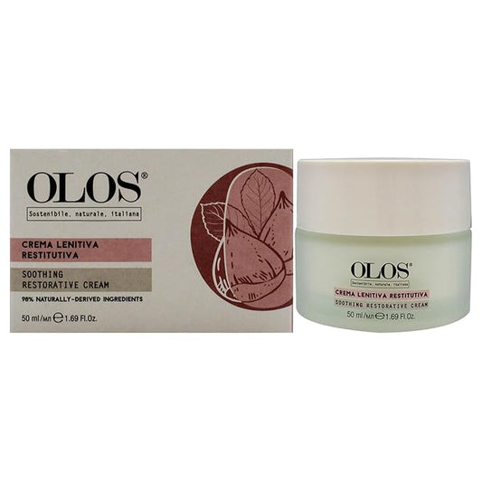 OLOS Soothing Restorative Cream - Face Moisturizer - Face Lotion for Stress Signs and Redness - Face Cream with Aloe, Macadamia, Avocado Oil - 1.7 oz