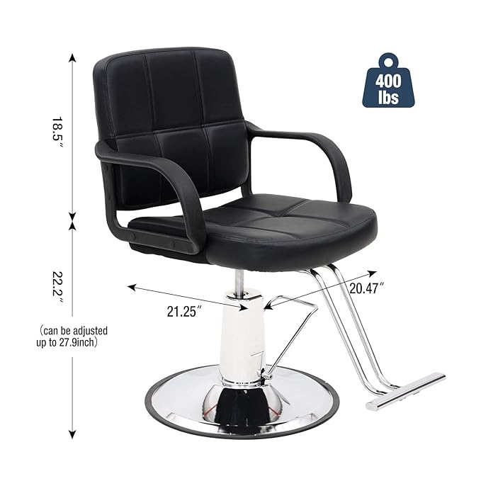 Tatub 360° Barber Chairs for Barbershop, Heavy Duty Hydraulic Pump Swivel Salon Chair with Height Adjustable, Salon Equipment for Hair Stylist - Dark Black