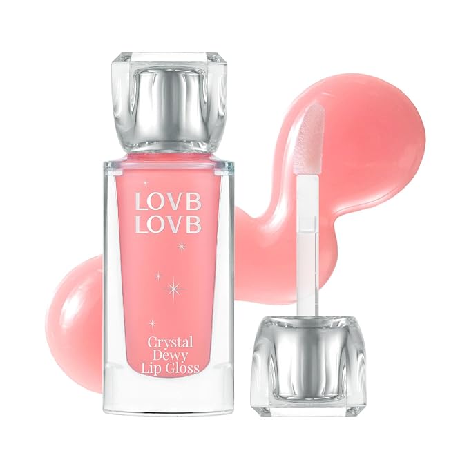 Crystal Dewy Lip Gloss | Lightweight & Non-Sticky | High-Shine & Long-Lasting | Hydrating Korean Lip Care Gloss | 0.17 oz. (01 PINK DOLPHIN)