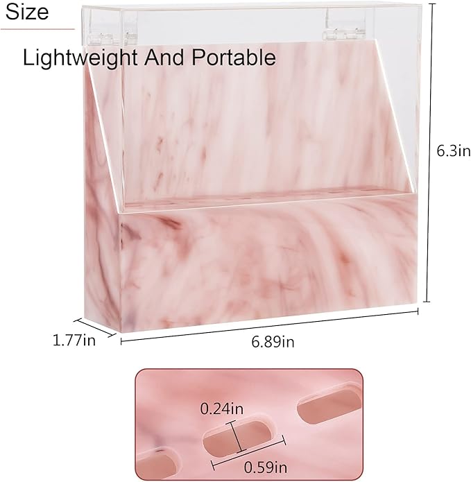 8 Holes Dust-proof Eyelash Tweezers Holder Case Acrylic Marble Tweezer Stand Display Organizer with Cover for Lash Extensions (pink)