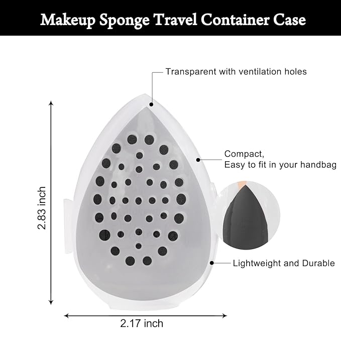 Real Perfection Makeup Sponge Set Blender Sponges, Latex-Free Beauty Makeup Sponges 7 pcs with 1 Travel Container Case for Blending Foundation Liquid Cream and Powder (Black)