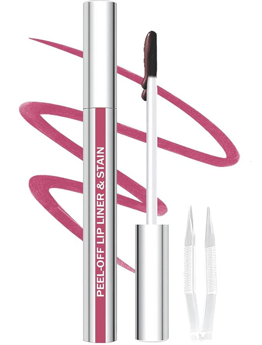 Lip Liner Stain Peel Off with Tweezer, Long Lasting Matte Lip Lipstick Tint Tattoo, Highly Pigmented Color Lip Liners Makeup, Waterproof, Transfer-proof Lipstain for Women, for All Skin Types, Mauve