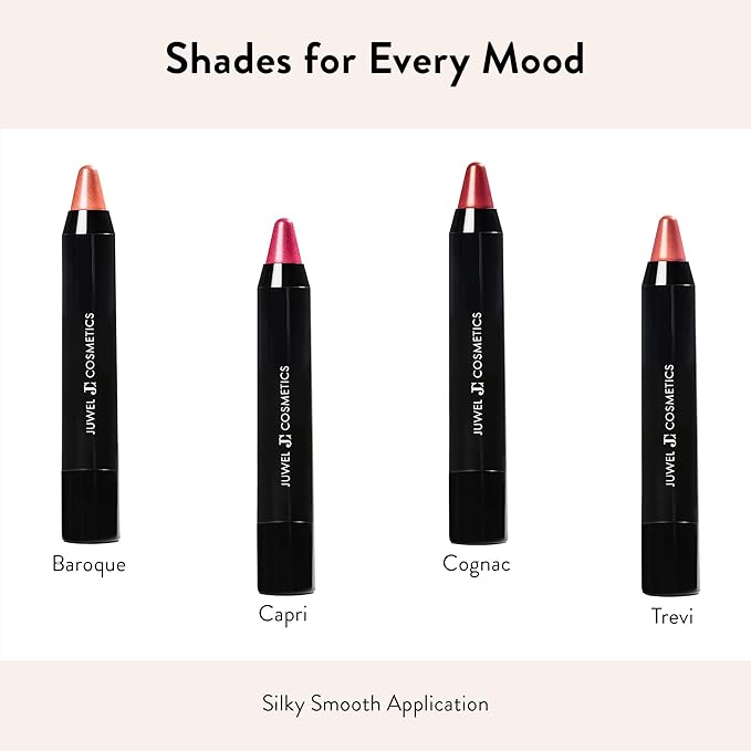Juwel Cosmetics Retractable Lip Crayon, High Shine Long Lasting Lip Liner with Vitamins C & E, Shea & Cocoa Butter, Ultra Smooth Full Coverage Lipstick with Antioxidant Protection, Cognac