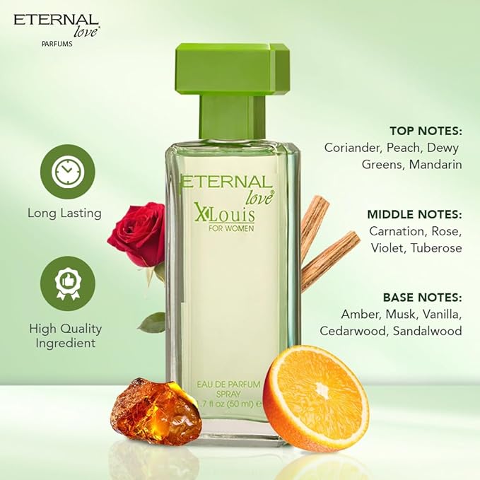 Eternal Love X-Louis for Women - Long Lasting Eau de Parfum Spray 50ml - Premium Floral Fragrance with Amber & Vanilla - Sophisticated Scent
