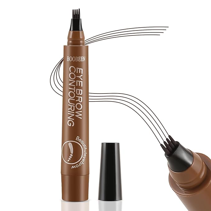 Boobeen Liquid Eyebrow Pen, Microblading Eye Brow Pencil with 4 Micro Tip, Waterproof Brow Pen Filler Creates Natural Brow Makeup, Long-lasting
