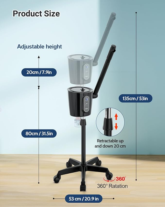 Kingsteam Professional Facial Steamer with Ozone - Ionic Nano Hot Mist Steamer with Large Capacity and 30-Min Timer for Estheticians, Beauty Salons, and Home Skin Care Use