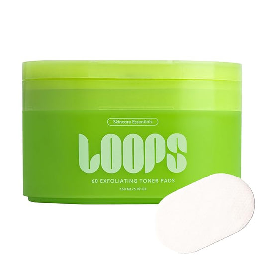 LOOPS Exfoliating Toner - Refine, Resurface, and Rebalance Skin - Pre-soaked Bamboo Pad - Skincare Toners for Face -Exfoliatings Treatment Toner -Exfoliating Pads