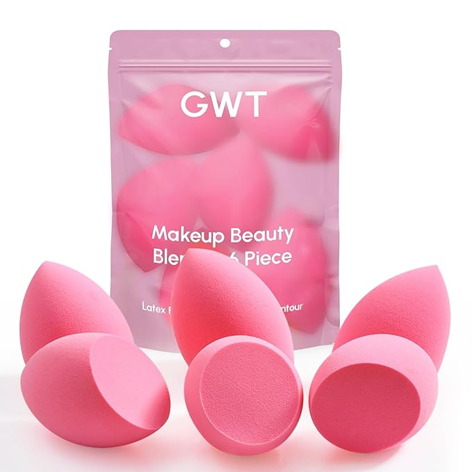 GWT Makeup Sponge Set, 6 Pcs Latex-Free Beauty Blender Sponges for Foundation, Liquid & Cream, Ultra-Soft Wonder Sponges, Multi-Angle Blending, Ideal Stocking Stuffers for Women