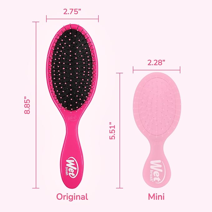 Wet Brush Original Detangler Hair Brush, Pink, Ultra-Soft IntelliFlex Bristles, Detangling Bristles Glide Through Tangles (Wet Dry & Damaged Hair), Women & Men (Pack of 2)