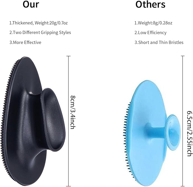 4 Pack Silicone Face Scrubber, Beomeen Facial Cleansing Brush Soft Silicone Facial Exfoliation and Massage Brush Blackhead Scrubber for Men and Women (Black+ Blue)