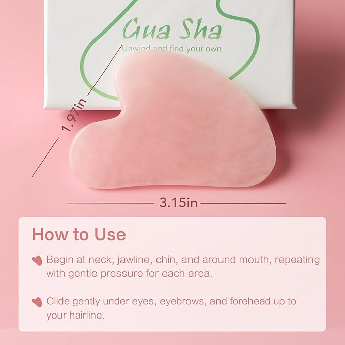huefull Gua Sha Facial Tools for Face and Body –Spa Gifts for Women, Natural Rose Quartz Guasha Tool for Face, Relieving Tension,Self Care Gift for Women & Men