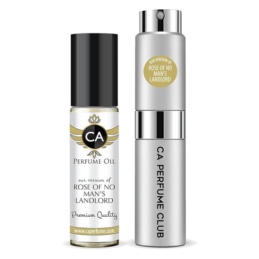 CA Perfume Duo Impression of Rose Of No Man's Landlord For Women And Men Perfume Layering Set Long Lasting Travel Size EDP + Body Oil Roll-On Bottle 0.27 Fl Oz+0.33 Fl Oz