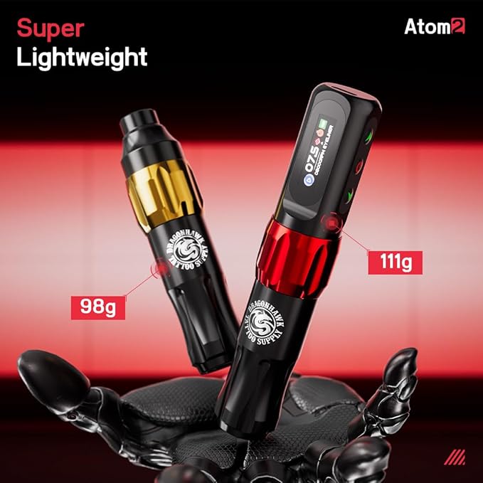 Dragonhawk Atom2 Tattoo Kit Wireless Pro Gun Machine 20 Tattoo Needles Cartridges Rca Supply Complete for Beginners