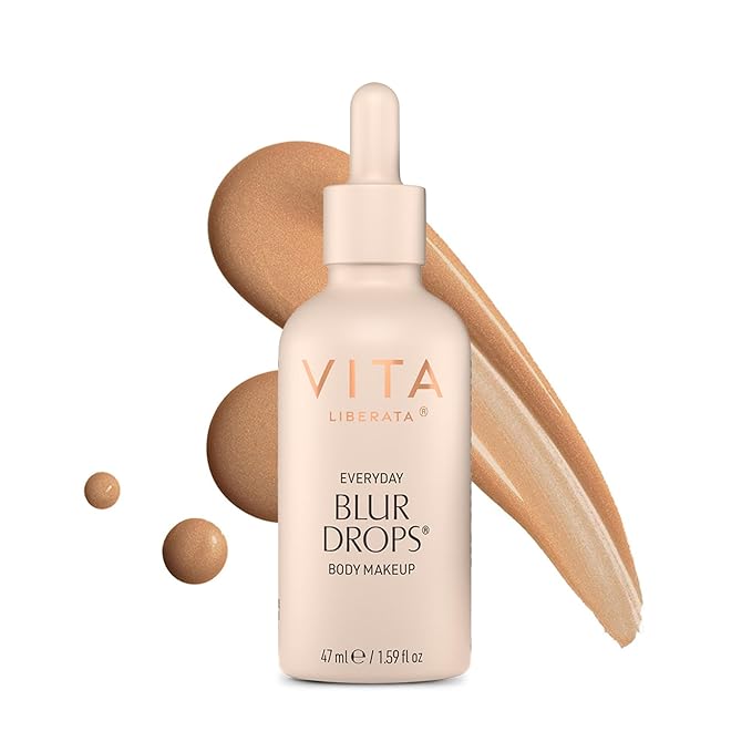 VITA LIBERATA Everyday Body Blur Drops Medium 1.59 Fl Oz, Body Makeup, Wash Off Tanning Drops, Water Resistant, Matte Satin Skin Finish