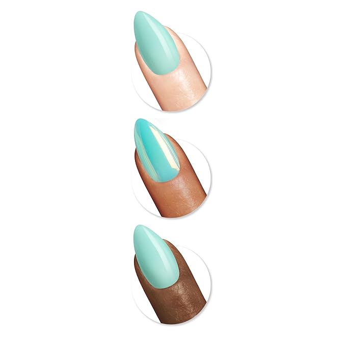 Sally Hansen Salon Effects Perfect Press-On Nails | Almond Shape | Easy to Apply, Non-Damaging | 30 Nails, Nail Glue, Adhesive Tabs, File | Making A Splash