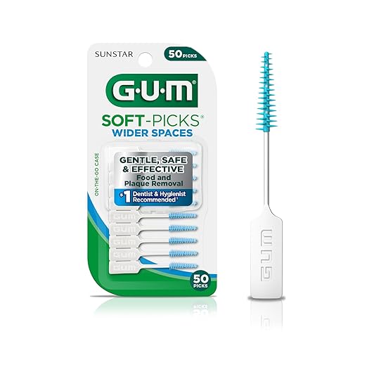 GUM Soft-Picks Wider Space, Easy to Use Dental Picks for Teeth Cleaning and Gum Health, with Convenient Carry Case, Dentist Recommended Dental Picks, 50 Count