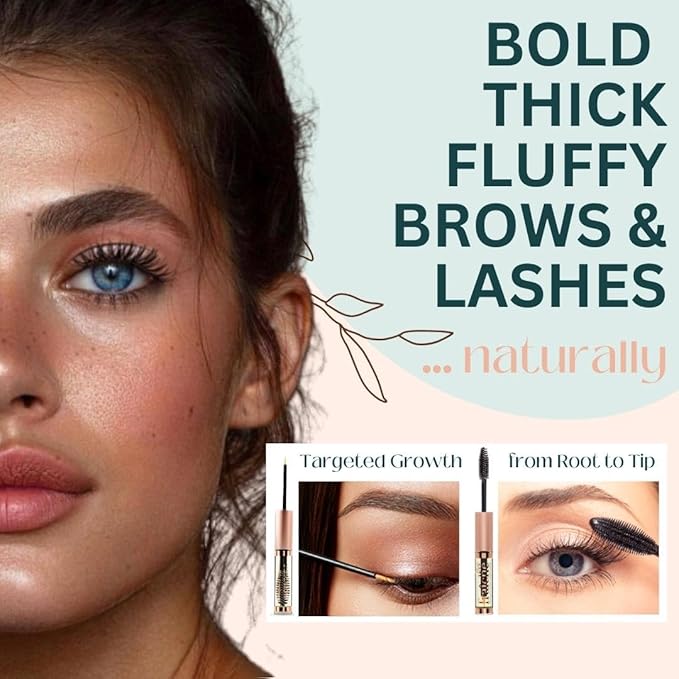 Organic Castor Oil Lash Serum for Hair Growth, 100% Pure Eyebrow Eyelash Growth Serum, Cold Pressed Hexane Free (2oz Glass Bottle + FILLED Mascara Tube)