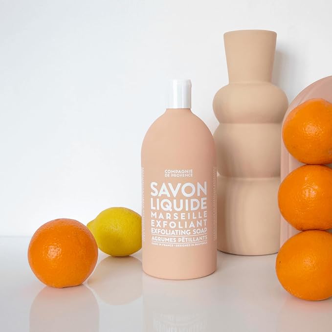 Compagnie de Provence Savon de Marseille Extra Pure Liquid Soap - Sparkling Citrus Exfoliating - 33.8 Fl Oz Plastic Bottle Refill