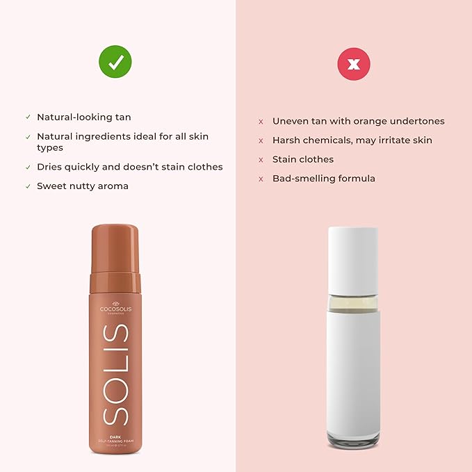 COCOSOLIS - SOLIS | Dark Self Tanner | Self Tan For Face & Body | Tanning Mousse For a Rich, Natural and long-lasting tan | Organic Self Tanner - Plant-Based DHA (200 ml)