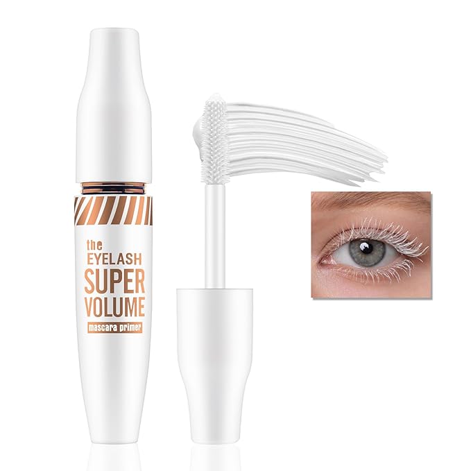 White Mascara Primer, Volumizing and Lengthening Eyelashes Waterproof Mascara, White Thick Curly Lash Primer, Charming Eye Makeup
