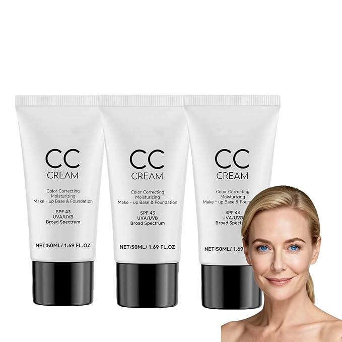 Cc Cream for Older Women,Cc Cream With Spf 43,Self Adjusting for Mature Skin, Anti-Aging Sunscreen Foundatio with Moisturizer, Conceals, Moisture & Anti Aging(3) (3)