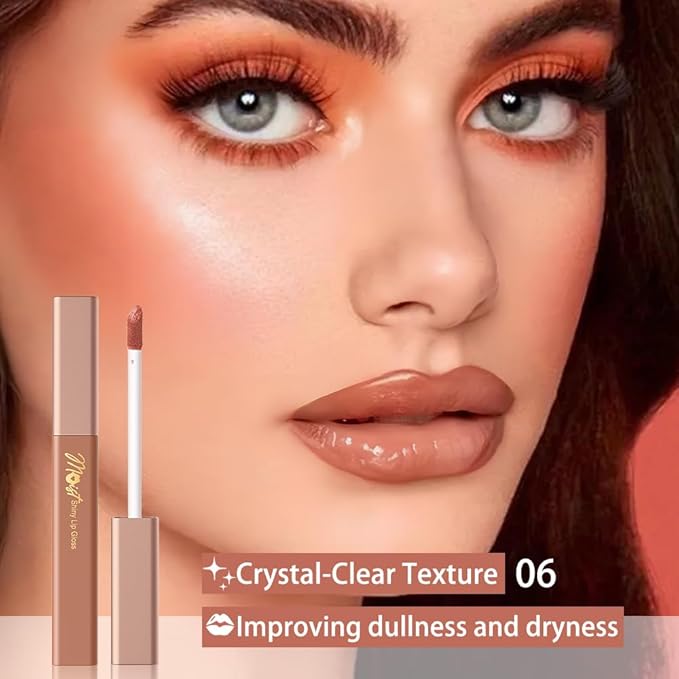 12 Colors Lip Gloss Set, High-Shine Waterproof Collection, Long Lasting Moisturizing Formula with Mirror Finish, Adult (6#, 1 Count (Pack of 1))