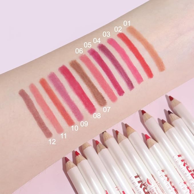 12 Pcs Natural Nude Brown Beige Colors Lip Beige