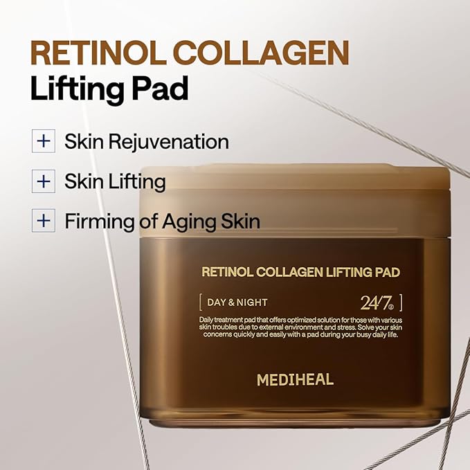 MEDIHEAL Retinol Collagen Lifting Pad - Vegan Face Hypoallergenic Pads with Retinol, Collagen - Lifting Pads for Enhancing Skin Texture Firmness 100 Pads