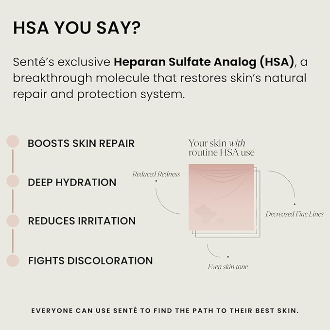 Senté Hydrate+ Serum | Hyaluronic Acid with HSA for Glass Skin | Deep Hydration & Barrier Support | Fast-Absorbing | Calms & Soothes | Paraben, Cruelty, Fragrance Free | 1.0 oz