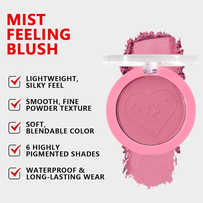 Matte Blush Powder for Cheeks, Cruelty Free Makeup – Long Lasting Natural Face Blusher Makeup, Lightweight Blendable Cheek Color Palette for Women All Skin Tones - #02 Rose Pink