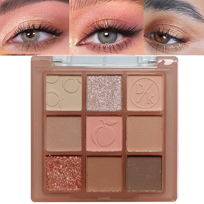 Eyeshadow Palette Makeup- 9 Colors Rose Gold Dark Brown Colorful Eyeshadow Palette Matte Shimmer Korean Natural Eye Shadow palettes Highly Pigmented Naturing-Looking Long Lasting (14#)