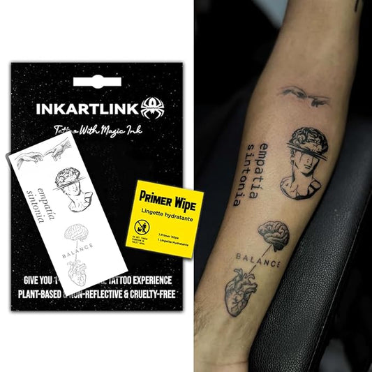INKARTLINK Semi Permanent Tattoo, Temporary Tattoo, party tattoo, beautiful and realistic design, fun tattoo experience, cruelty-free, non-reflective, waterproof (David)