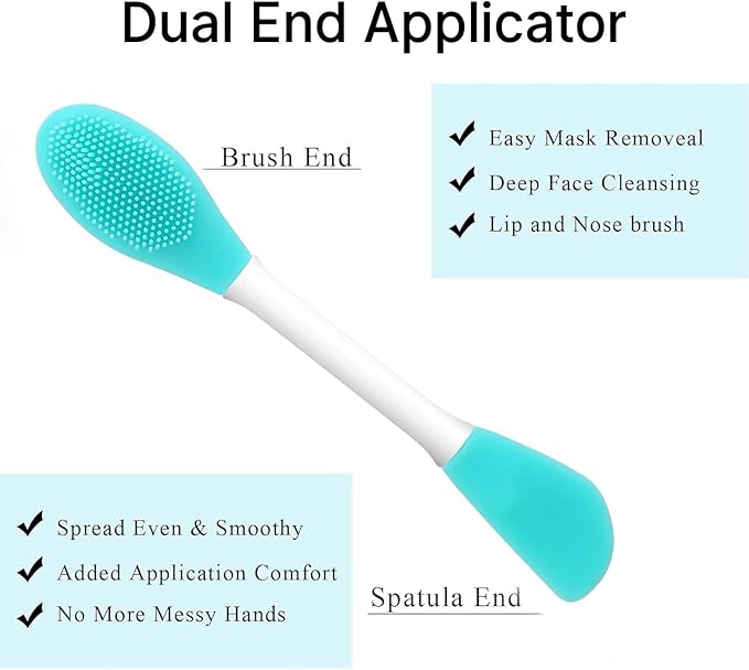 Facial Cleansing Brush,2 in 1 Silicone Face Scrubber for Exfoliating,Massaging,Remove Blackheads,Deep Pore Cleansing,DIY Mask