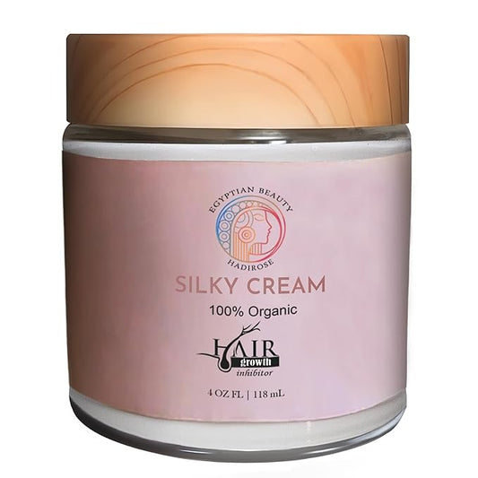 Silky Cream by Hadirose | Pure Red Saad Oil (Egyptian Cyperus Rotundus) | Organic Hair Removal Maintenance Cream | Prevent Ingrown Hair | Scented (Rose, Jasmine & Lavender) | Made in the USA.