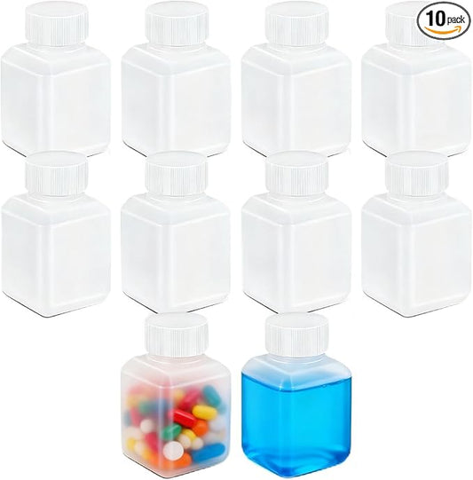 20ml Leak Proof Plastic Bottles with Caps for Liquids Sample, Reusable Small Bottles Containers for Travel, Camping and Hiking (Translucent, 10 Pcs)