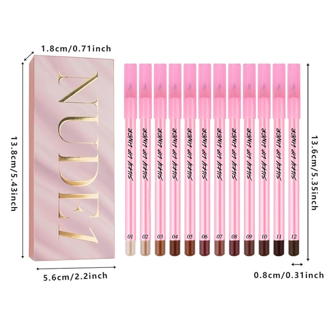 12Pcs Lip Liner Pencil Set - Matte Lip Combo for Women, Waterproof & Smudgeproof, Precise Lip Shaping & Sculpting, Includes Sharpener, Assorted Colors Set B