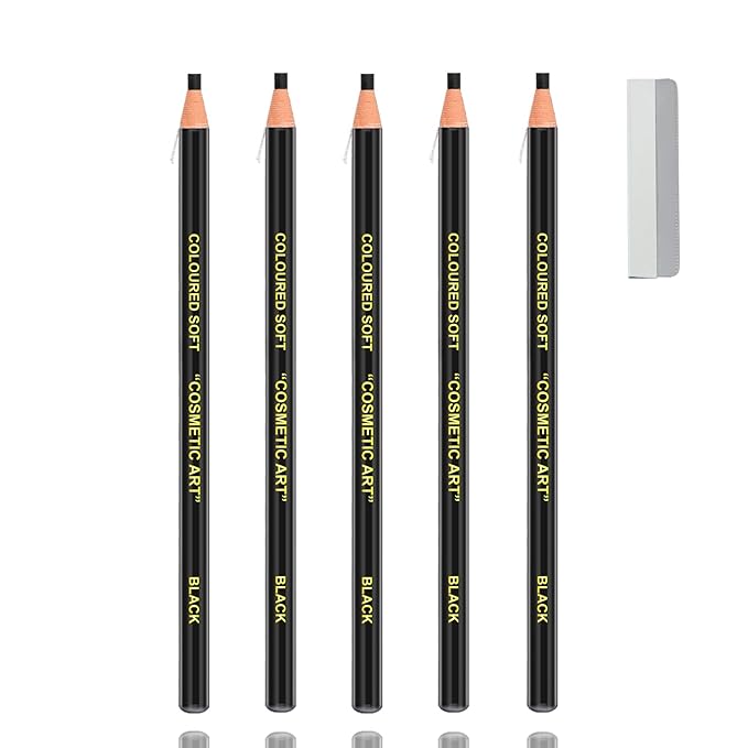 AWCCXMYM 5 Pcs Black Eyebrow Pencils for Women with Sharpener Waterproof and Sweat-Proof Eyebrow Pen Long-Lasting Eyeliner Pencil Create a Natural Eye Brow Makeup