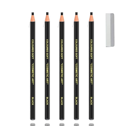 AWCCXMYM 5 Pcs Black Eyebrow Pencils for Women with Sharpener Waterproof and Sweat-Proof Eyebrow Pen Long-Lasting Eyeliner Pencil Create a Natural Eye Brow Makeup