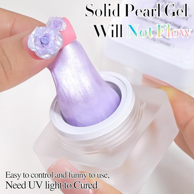 Double Rhythm 3D Nail Gel Pearl Solid Sculpting for Nail Art Non-Sticky Hard for Building Carving Molding Extension Soak Off UV/LED Nail Art Salon Home DIY 0.5 Oz (Purple-Silk 05)