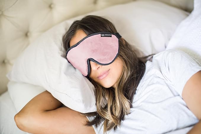 Dream Essentials Escape Luxury Sleep Mask Kit with Eye Cavities, Earplugs and Carry Pouch - Princess Pink Pink, Gift Set