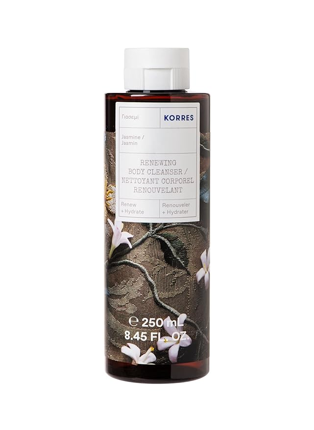 KORRES Renewing Body Cleanser, Jasmine, Foaming Shower Gel for Women & Men with Botanicals & Marshmallow Root Extract, Body Wash for Soft Skin, Vegetarian & Cruelty Free, Made in Greece, 8.45 Fl Oz
