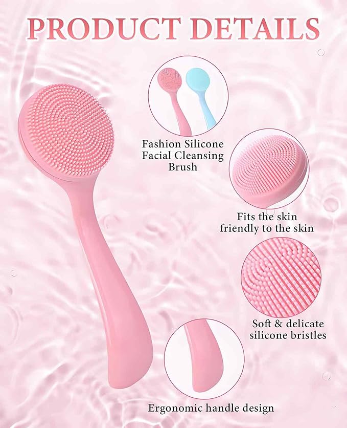 6 Pack Silicone Face Brush, Soft Facial Friendly Skin Cleansing Scrub Scrubber with Wand for Blackheads Exfoliating