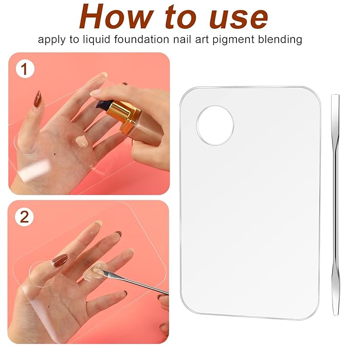 Acrylic Cosmetic Makeup Mixing Palette,2 Pcs Makeup Mixing